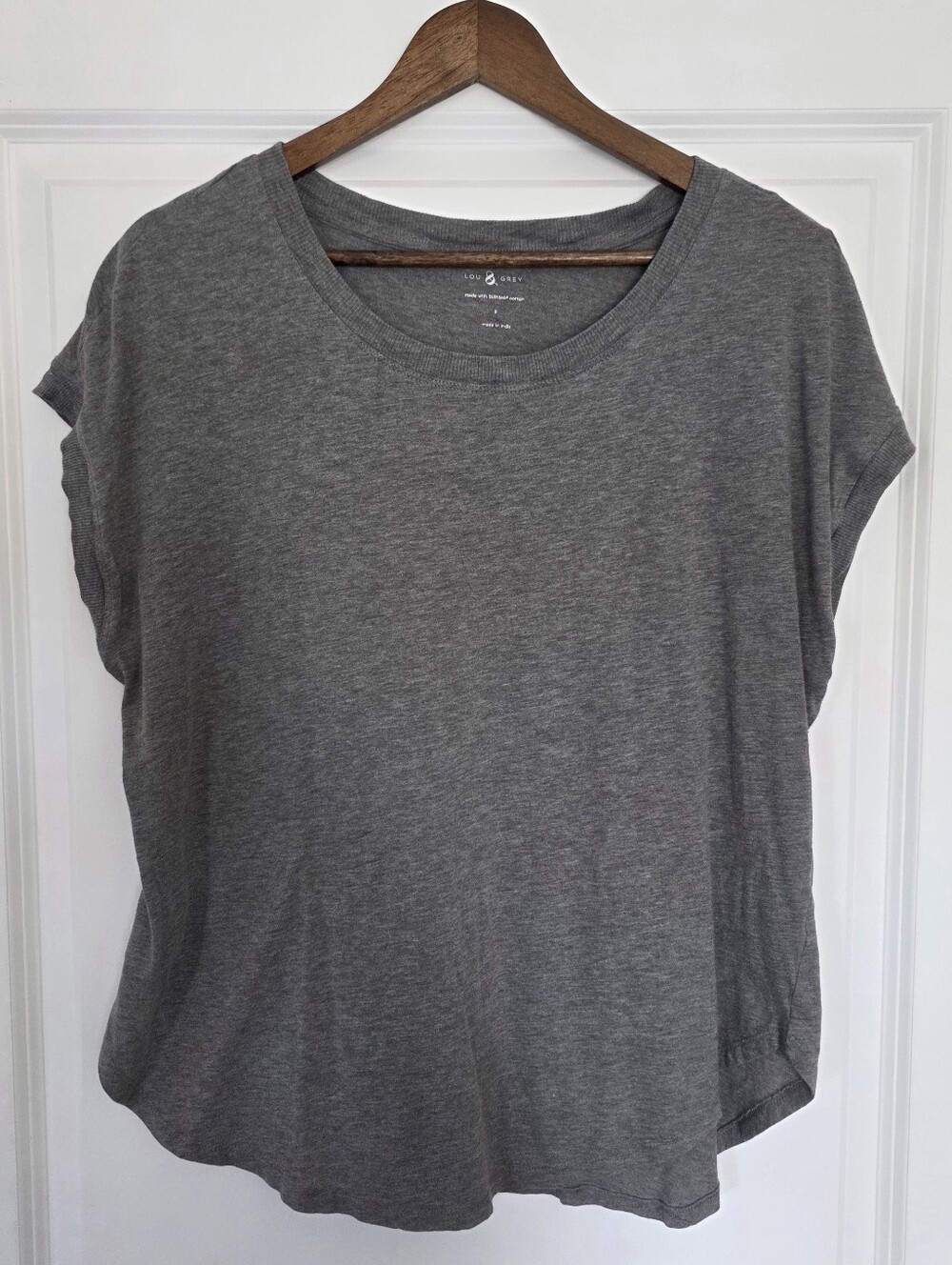 Lou & Grey Supima Cotton Cap Sleeve Tee Grey Relaxed Fit S